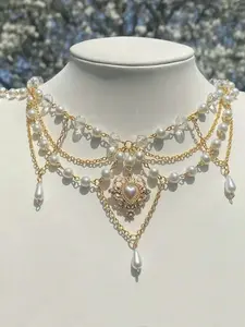 Fashionable Layered Faux Pearl Necklace for Women, Stylish Beaded Stacked Jewelry, Perfect Gift for Mom Wife Girlfriend Sister