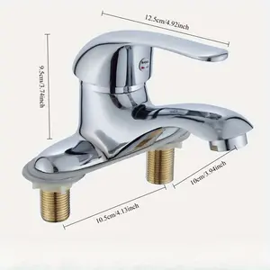Dual-Handle Bathroom Faucet - Hot & Cold Water, Thread, Metal Construction for Home and Commercial Use