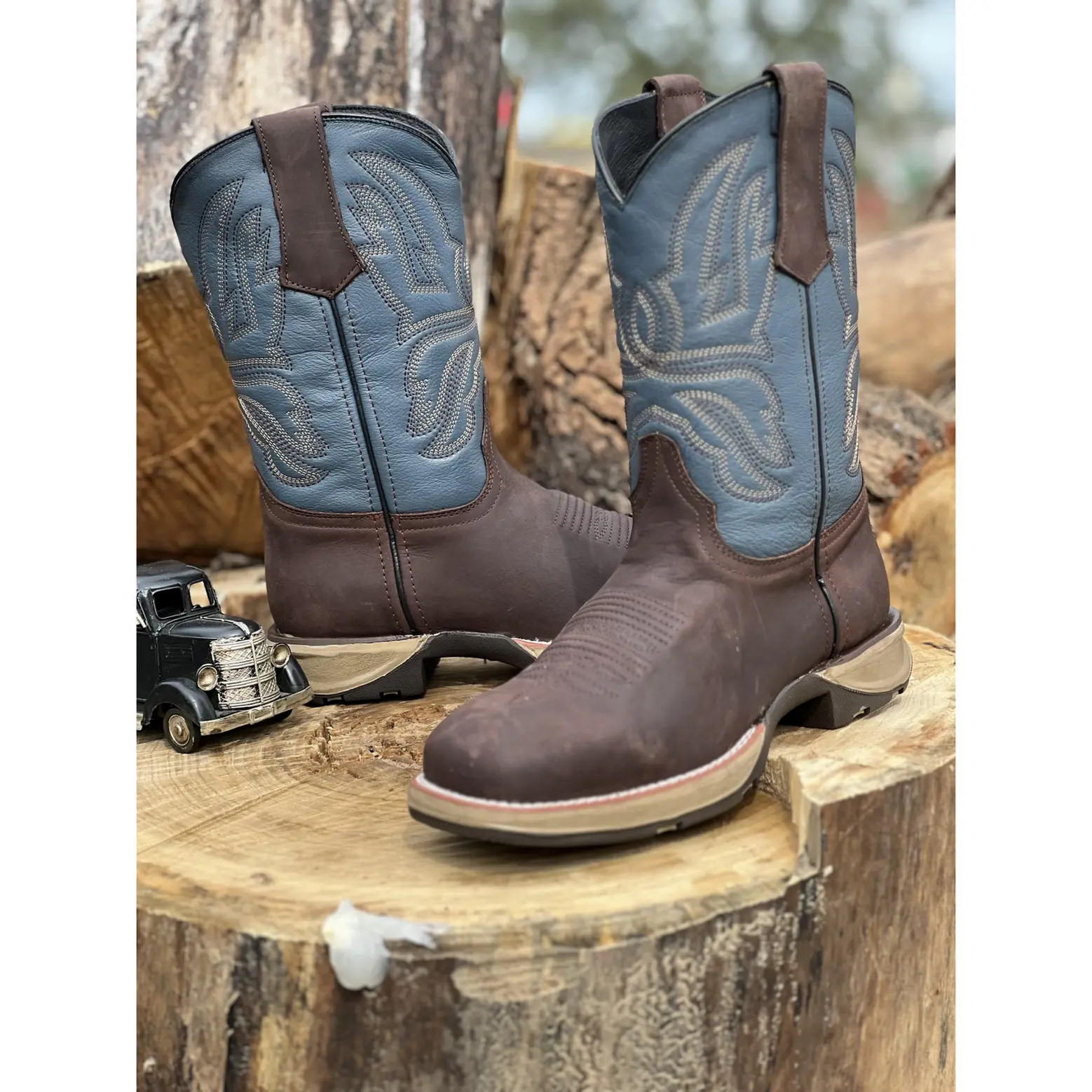 Men's Leather Work Boots  Chocolate Brown