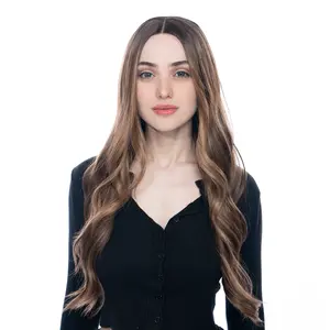 26-Inch 'Old Money' Brown Ombre (Dark Roots, Blonde Accents) Wavy Lace Front Synthetic Wig | 【Heat Resistant】【Cap Included】 | FSGB