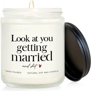 Bride Gifts, Bachelorette & Bridal Shower Gift for Bride - Handmade Floral Scented Lavender Natural Soy Wax Candle - Engagement Gifts for Couples, Romantic Candle Gift, Wedding Candles