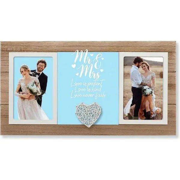 Decorative Hanging Wall Photo Frame for Couples - Holds 2 4x6 Pictures, Unique Wedding Gift for Newlyweds, Reusable Home Decor Keepsake