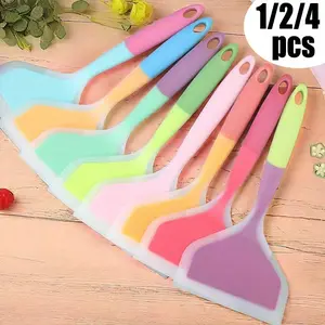 1/2pcs Silicone Spoons - Non-stick, Heat Resistant, Suitable for Cooking, Stirring and Grilling - Great for Pancakes, Steaks and BBQ, BBQ Essentials | Colorful Kitchen Supplies | Durable Cooking Tools