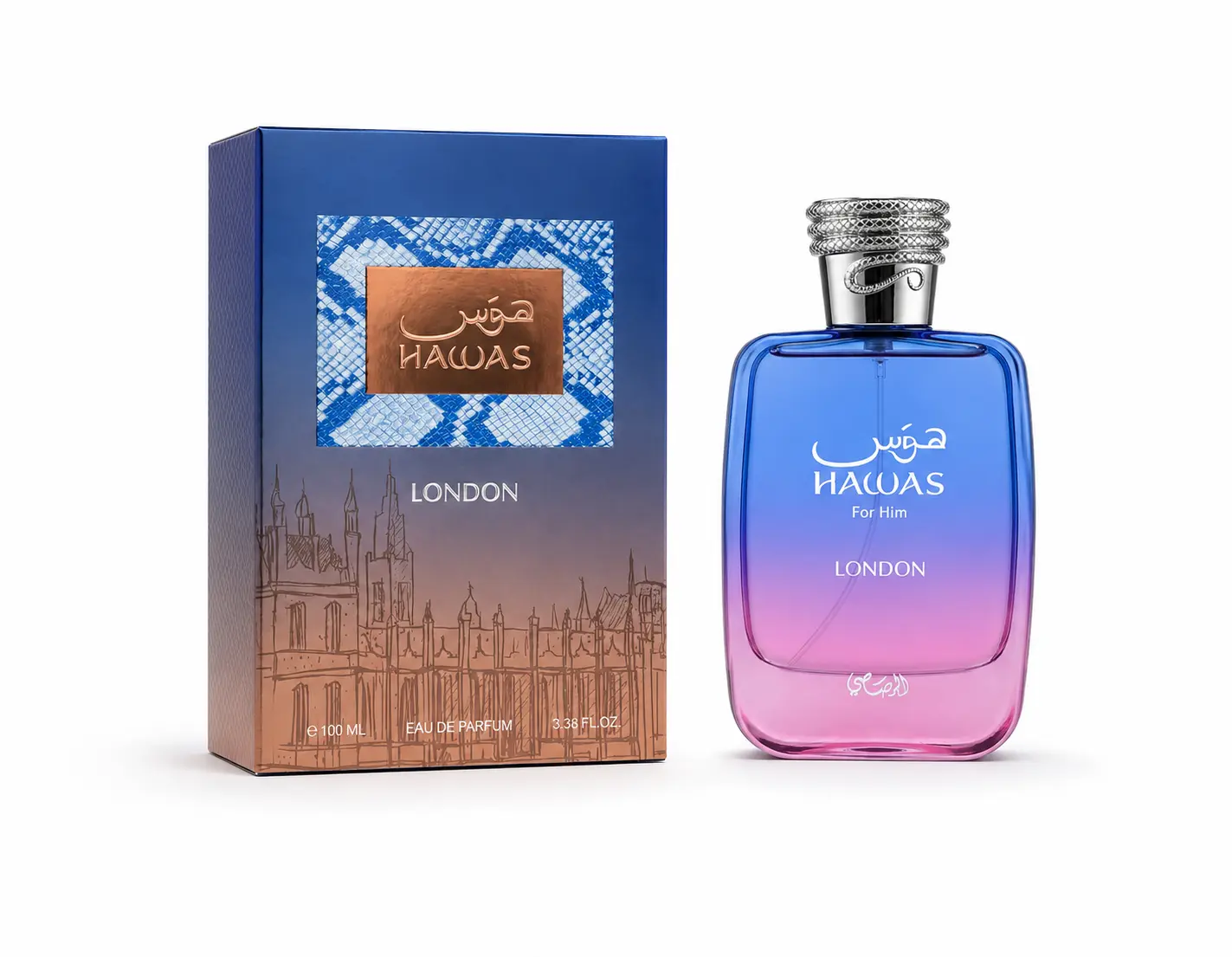 RASASI Hawas London Unisex EDP - Arabian Floral Oriental Fragrance with Vanilla Scent, 3.38fl.oz-100ml Liquid Cologne Single Item, Arabian Fragrance, Edp Liquid Colognes, Signature Scent, Floral Perfume, Niche Perfume, 100 Ml Bottle, Spicy Floral