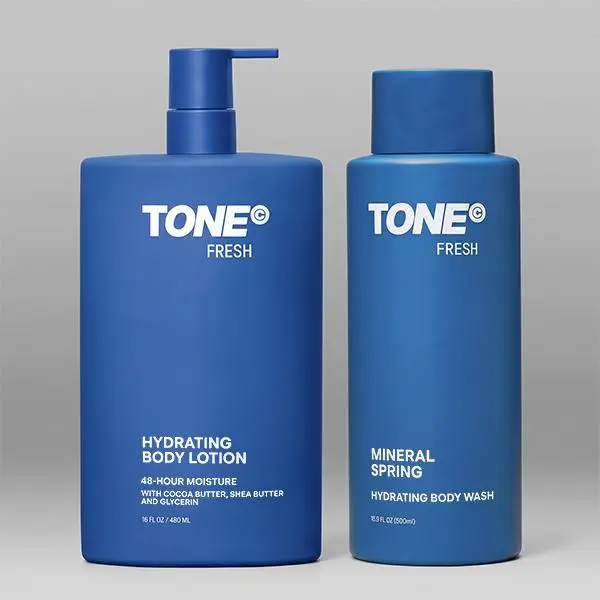 TONE Body Wash & Lotion Bundle, Clean Mineral Spring Scent Body Care Gift Set, Dermatologist-Tested, Non-Toxic, Moisturizing, Smooth, Sensitive Skin-Friendly for Men-Women, Moisturize