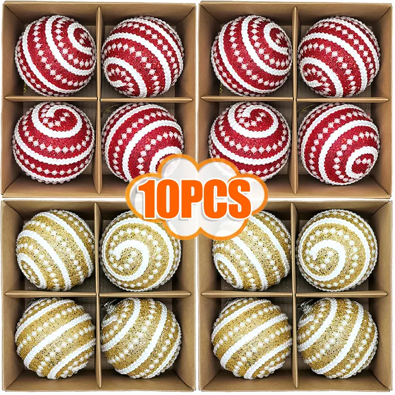 10/1Pcs 8cm Christmas Ball with White Pearl Christmas Tree Hanging Ornament Xmas Gifts Home New Year Diy Decoration Foam Balls