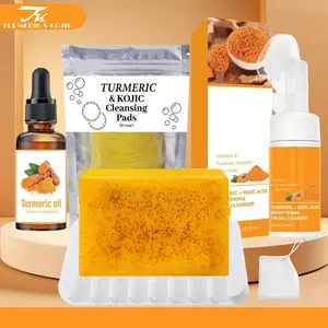 Turmeric Soap & Essential Oil Set,Including 1 Counts Turmeric Soap &1 Counts Essential Oil & 1 CountsSoap Saver, Daily Skin Care Set forMen & Women