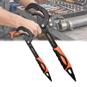 2PCS Pipe Wrench, Adjustable Wrench Multi-function Spanner,Heavy Duty Quick Wrench Water Pipe Compatible with 0.6"-2.4" / 14-60MM Pipes Nuts Screws