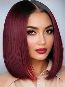 Short Wig Middle Part Blonde Bob Wig, 12 Inch Synthetic Heat Resistant Wig, Cosplay Wig for Music Festivals, Daily Use, Synthetic Material Wigs