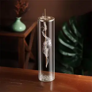 Glass Incense Burner, Clear Incense Holder, Incense Burner for Home Office Decoration, Desktop Decorative Ornament for Yoga Meditation Relaxation, Freshener, Aroma Blend Scented Fragrance Diffuser