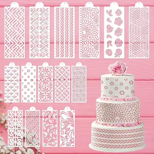 15-Piece Cake Decorating Kit, Pastry Decorative Kit, Leaf Flower Geometric Cut-Out Templates, Food-Grade Pet Material, Wedding Birthday Party Dessert Decorations
