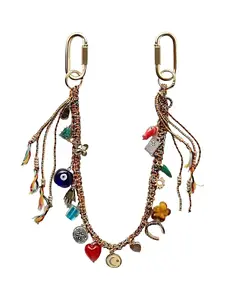 Chain Beaded Rope Braided Keychain, Bag Charm Keychain, Stylish Accessory for Handbags & Purses, Ideal for Everyday Use, Enhance Your Bags' Look