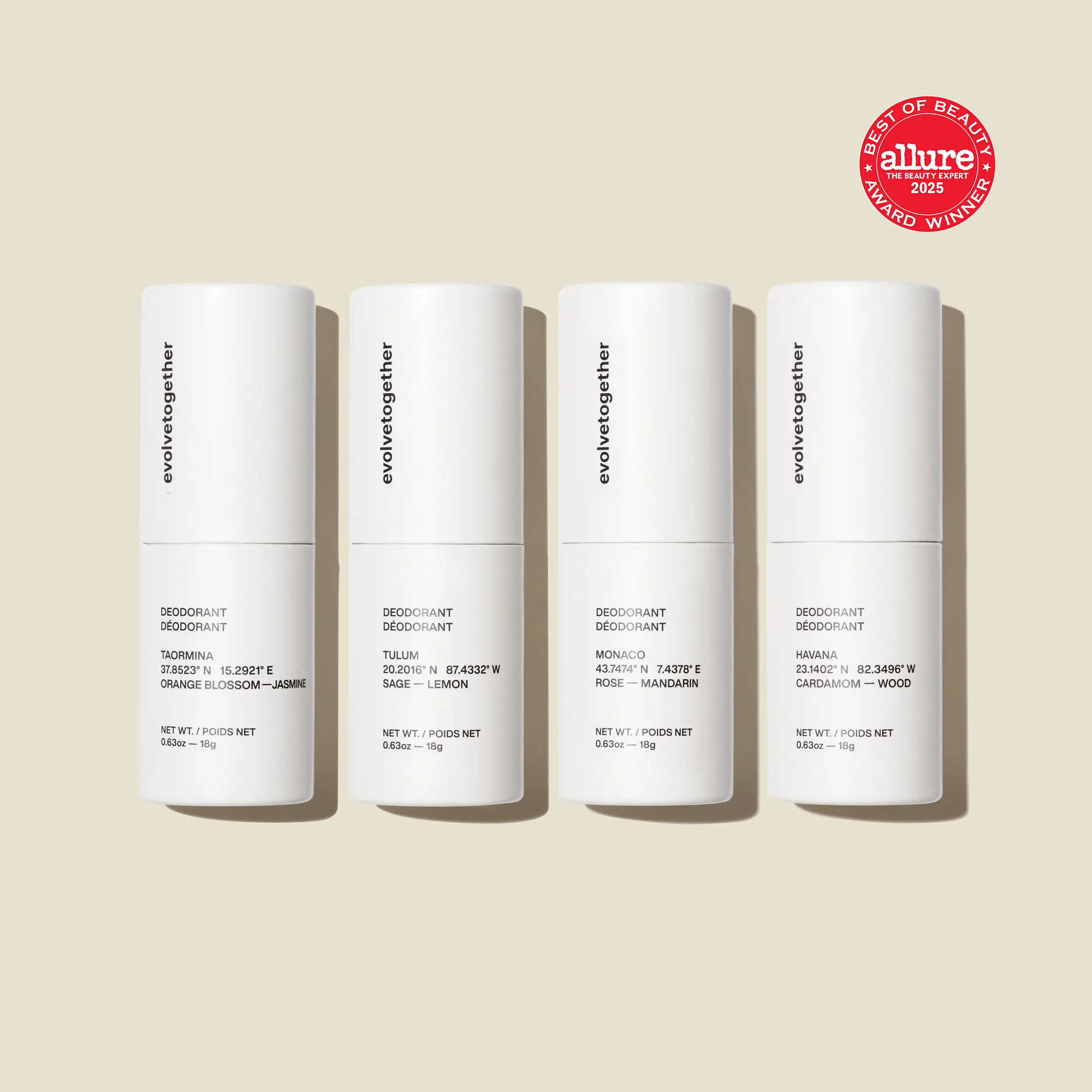 evolvetogether - natural deodorant discovery set, plant-based deodorant, 4 curated awakening fragrances | travel sized | aluminum-free | fine fragrance infused | find your favorite| 2x Allure Best of Beauty Winner