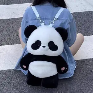 Cute Panda Backpack Cartoon Soft Cute Plush School Girl Backpack ins Girl Doll Bag