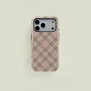 Plaid Pattern Phone Case Cover, Durable Two-In-One Shockproof Protection, Fits iPhone 17 16 15 14 13 12 Pro, Samsung Galaxy S25 S24 S23 S22 Ultra Series