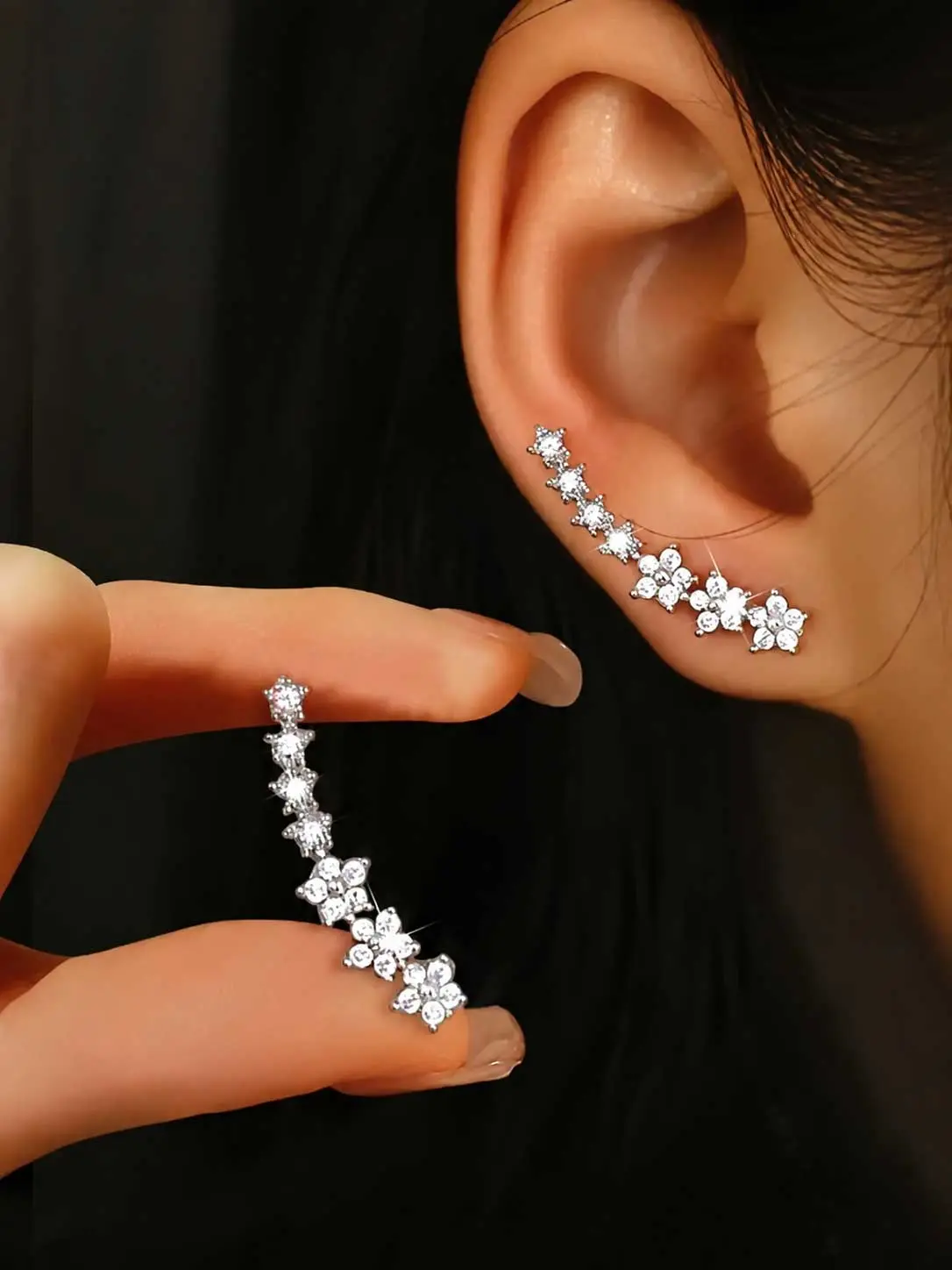 Flower Stud Earrings for Women, Sparkling Rhinestone Floral Earrings, Minimalist Hypoallergenic Style Earrings, Cute Small Studs, Everyday Fashion Jewelry, Trendy Ear Accessories, Elegant Gift for Her, Birthday Anniversary Jewelry
