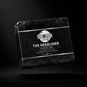 Activated Charcoal Soap "The Headliner" Rocqua Bath & Body Cleanser for Daily Shower Use