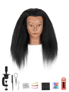 Real Hair Head Model Dummy Braiding Practice Head Face Wig Corn Curl African Curly Explosion Long Straight Hairstyle Natural Braid Hairstyles