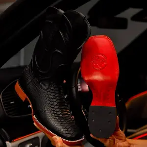 Men’s Matte Black Python Cowboy Boots