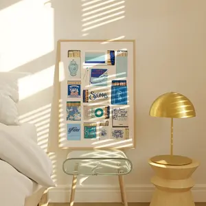 Vintage Matchbox Print, Retro Matches Poster, Sea Aesthetic Wall Art, Apartment Decor Artistic Ornaments