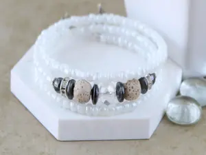 Neutral Wrap Diffuser Bracelet, Diffuser Bracelet, Lava Rock Bracelet, Beaded Bracelet, Gift for Her, One Size Fits Most.