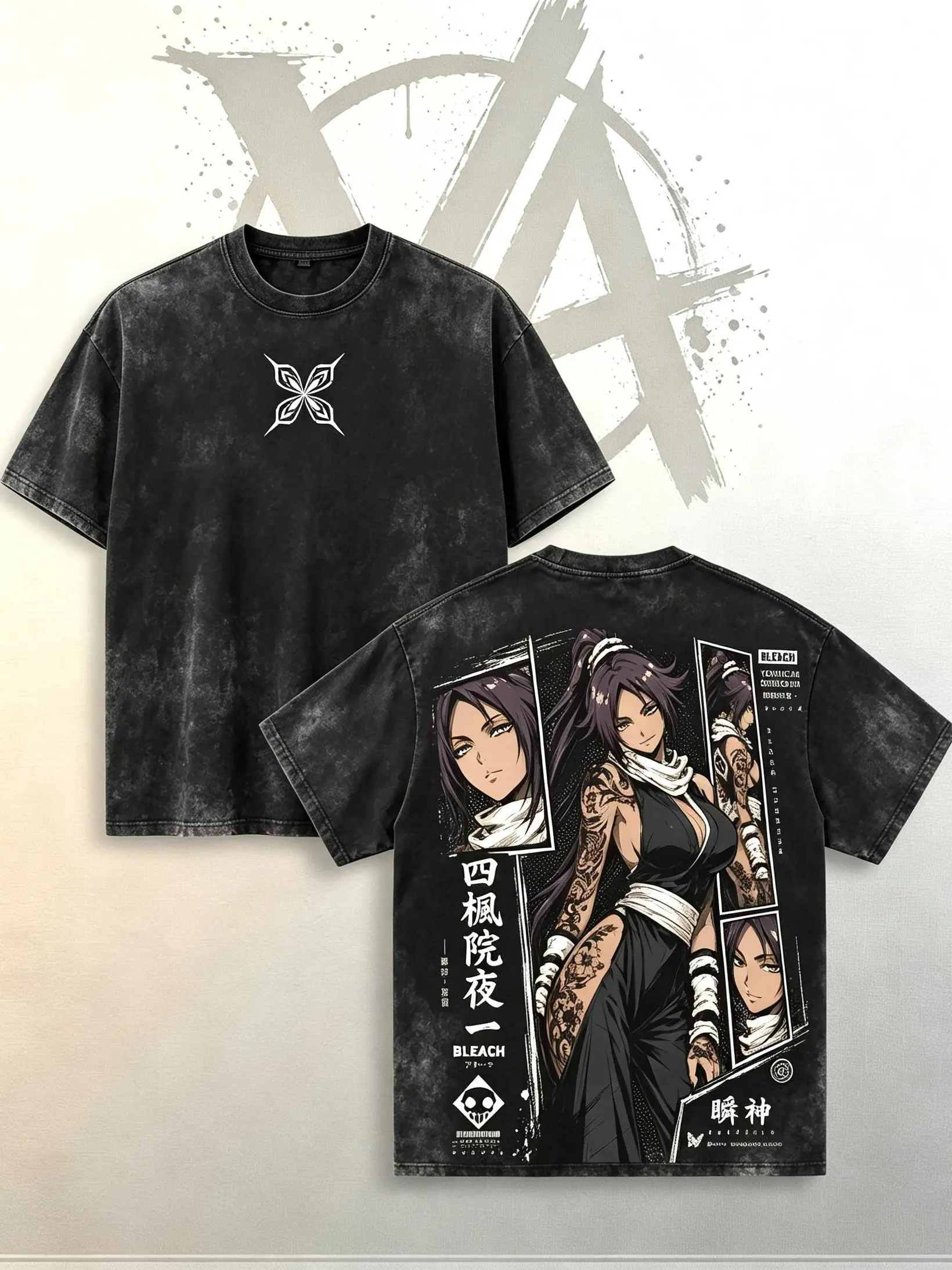 [AVT]Yoruichi Shihōin Bleach Tee – Yoruichi Shihōin Vintage Washed T-Shirt, Japanese Irezumi Gothic Blackwork Tattoo Art, Flash Goddess Anime Manga Graphic Tee, Heavy Cotton Unisex Oversized Streetwear Top,funny shirts men,student shirt,symbol t-shirt