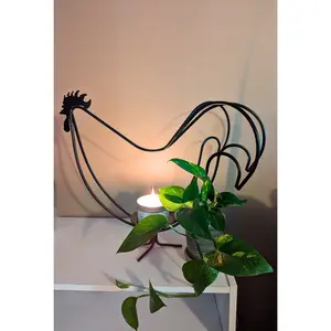 Wrought Iron Rooster Candle Holder - Small and Large- Amish Handmade