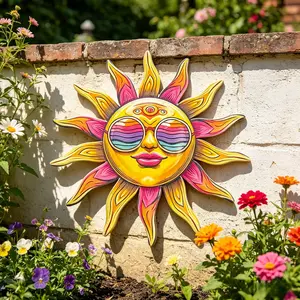 Creative Metal Sun Decor (12.99 Inches), Reusable Outdoor Wall Art, Garden, Patio, Party, Wedding, Holiday Decor, Perfect Gift