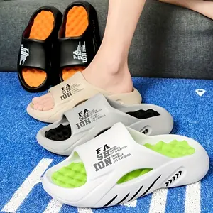 Men's Alphabet Print Fashion Massage EVA Slides - Non Slip Quick-drying Open Toe - for Summer Beach, Indoor & Outdoor - Perfect Gift for Men