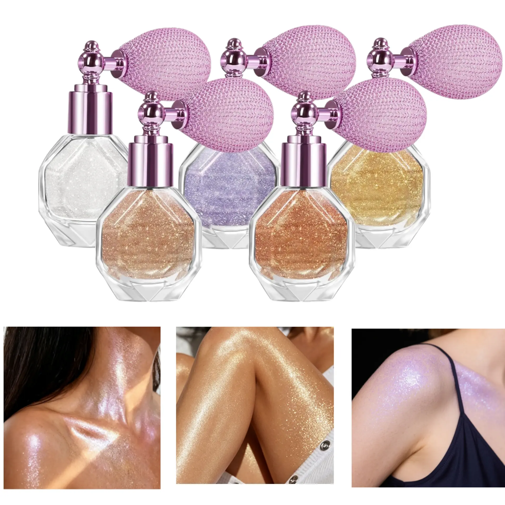 Shimmering Highlighter Powder Spray-Sparkle Powder High Gloss Spray for Face Body & Hair, Glitter  Face Highlighter Spray for Women Party or Daily Wear