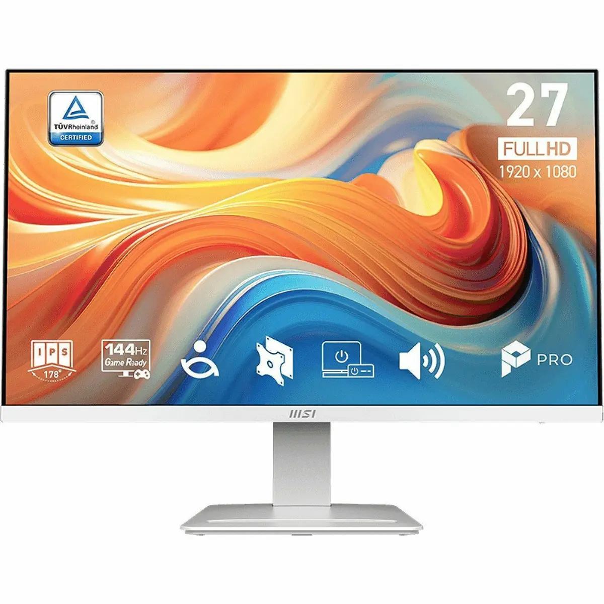 MSI PRO MP273W E14A 27" 16:9 Full HD 144Hz IPS LCD HDR Monitor, Matte White