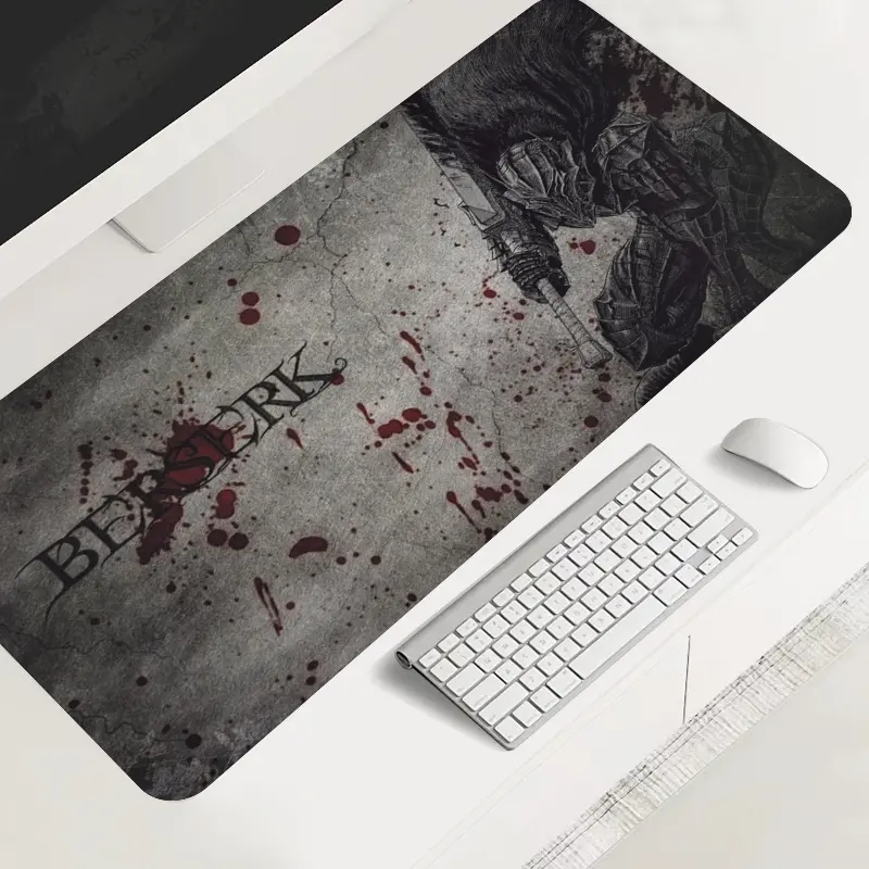 1pc Dark Berserk large-sized gaming mouse pad, aesthetic desktop protection pad, anti-slip rubber lock edge high-definition printing, suitable for computers, laptops, offices, homes, schools, as a gift for family and friends, Desktop Accessory