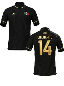 Mexican national team player Chicharito (number 14) Javier Hernandez Green leaf printed football jersey Breathable quick-drying mesh short-sleeved football top Specifically designed for Mexican fans, Chicharito supporters, and Latin American football Tee
