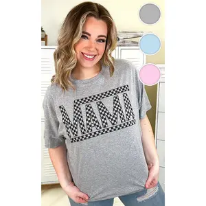 Tees2urdoor Women's Athletic Round Neck Short-Sleeve Graphic Checkerboard Heather T-Shirt - Light Cotton, Fitted True-to-Size Casual Top for Moms, Machine-Washable Women's T-Shirts