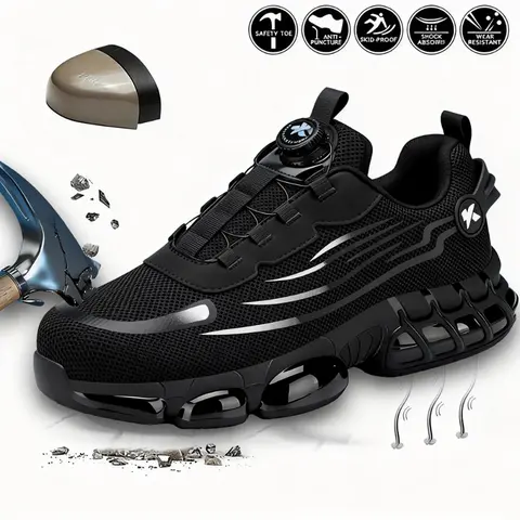 Men’s Steel Toe Work Shoes, Lightweight Slip-On Safety Sneakers, Puncture Resistant Breathable Work Shoes for Construction, Warehouse and Factory Workers,shoes for back to school,back to school shoes