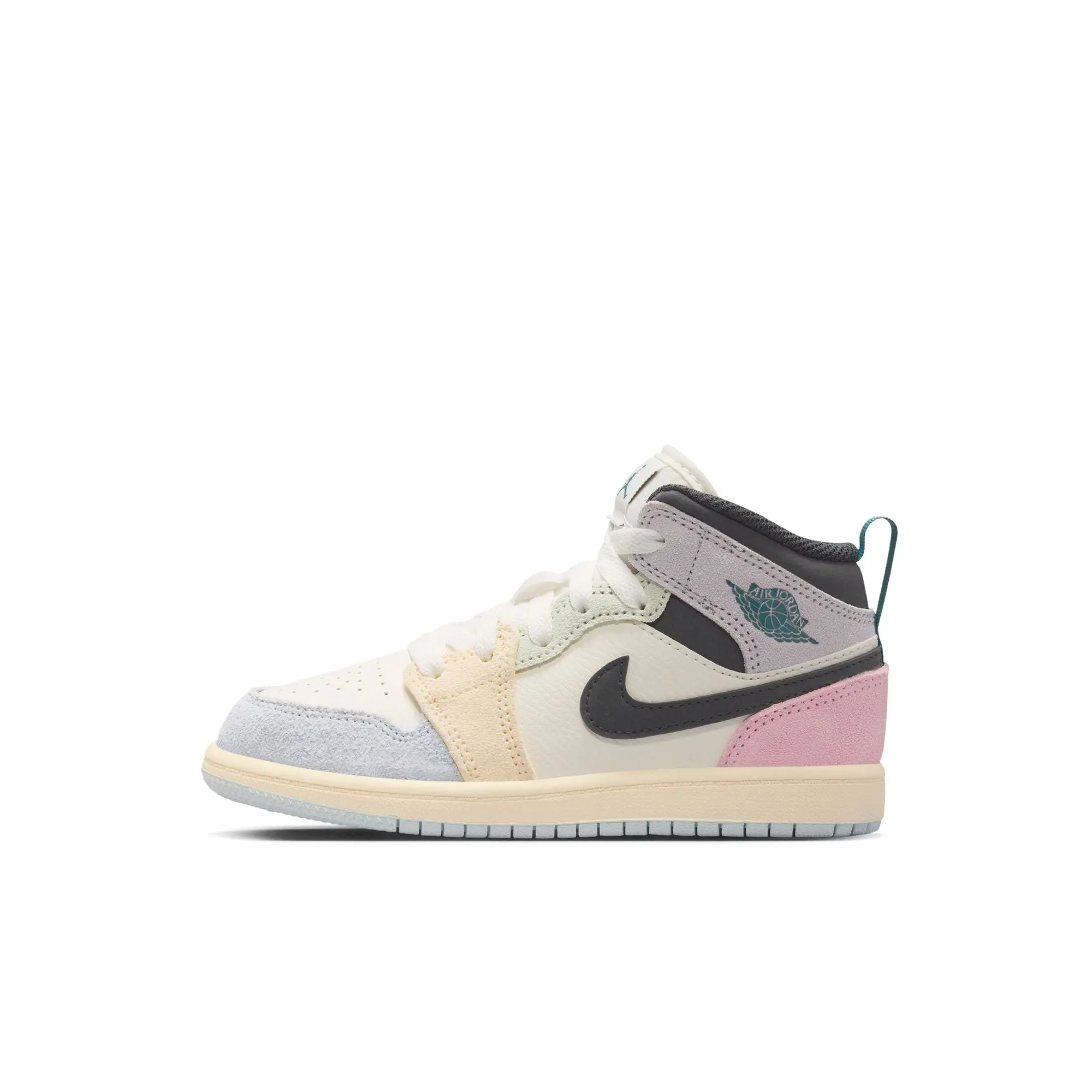Kids' Mid-Top Leather Shoe for Preschool, Retro-Inspired in Jade Aura with a Padded Collar and Durable Outsole