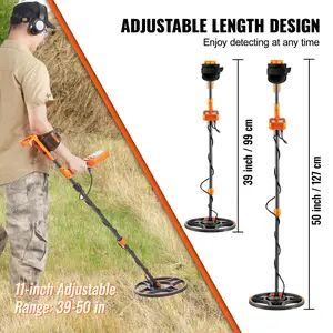 VEVOR Waterproof Metal Detector, 12" Coil, Professional Rechargeable Gold Detector, 39-50 in Adjustable with LCD 7 Modes Advanced DSP Chip Bluetooth Headset, IP68 for Detecting Gold Treasure Hunting