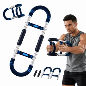 Upgraded Dual Rail Arm Strength Trainer with Anti-Pinch Protective Sleeve, Adjustable Resistance Chest Expander for Chest Arm Back Shoulder Muscle Training, Safe Home Gym Workout Arm Exerciser for Fitness Enthusiasts