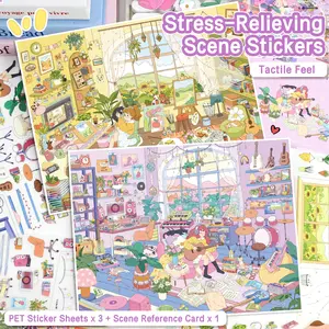 Stress-Relieving Scene Stickers, Large Size DIY Scene Sticker Set, Landscape Stickers for Adults