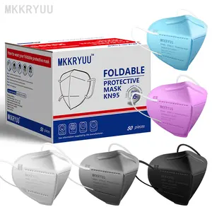 KN95 Mask, 50 pieces, 5-layer breathable mask, filtration efficiency>95%, suitable for construction, decoration,, health protection.