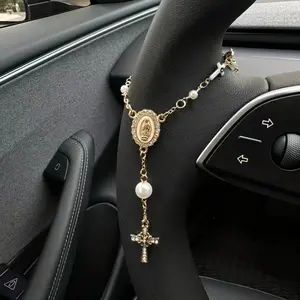 Steering wheel rosary pendant | rosary car pendant accessories | car decoration | unique key chain, stylish car pendant decoration, Car Hanging Decoration