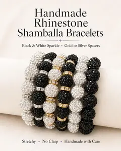 Rhinestone Shamballa Bracelet | Sparkly Stretch Bead Bracelet for Women | Silver and Gold Bling Jewelry | Bridesmaid Gift | Prom Accessories