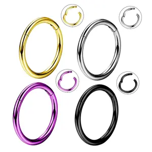 Oufer 20G Titanium Hinged Segment Nose Hoop Ring Helix Conch Hoop Ring