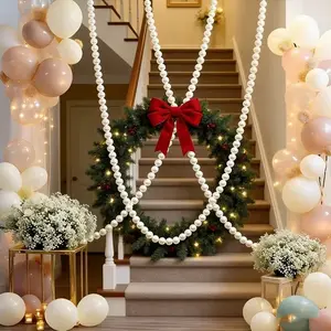Pearl Wreath Stair Decoration, 20 Imitation Pearls, Home Stair Wedding Christmas Tree Party Decor, Elegant Festive Ornament, Garland, Greenery Decoration