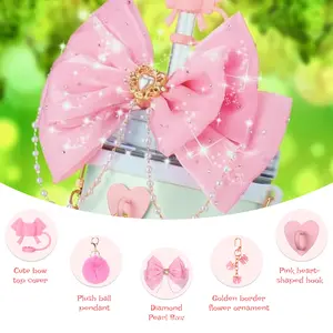 Elegant Bow Tumbler Accessories, Sparkling Straw Topper, Faux Fur Pom Poms, Chain & Heart Dangle Charms, Aesthetic, 30oz, 40oz, 20oz Tumblers