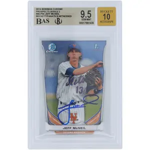 Jeff McNeil New York Mets Autographed 2014 Bowman Chrome Prospects #BCP56 Beckett Fanatics Witnessed Authenticated 9.5/10 Card - Fanatics Authentic Certified
