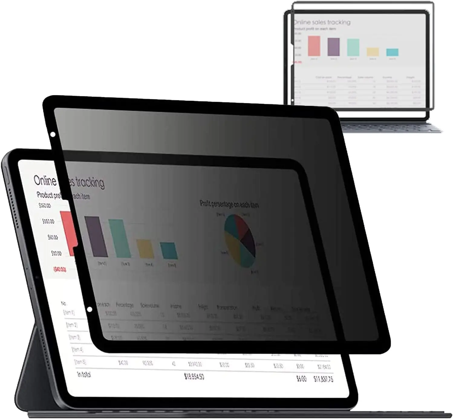 Fully Removable Privacy Screen Protector Compatible with IPad Pro 12.9 inch 2018/2020/2021 5th 4th 3rd Generation, Anti-Spy Filter [Landscape Privacy][Compatible with Apple Pencil][Anti-Glare]