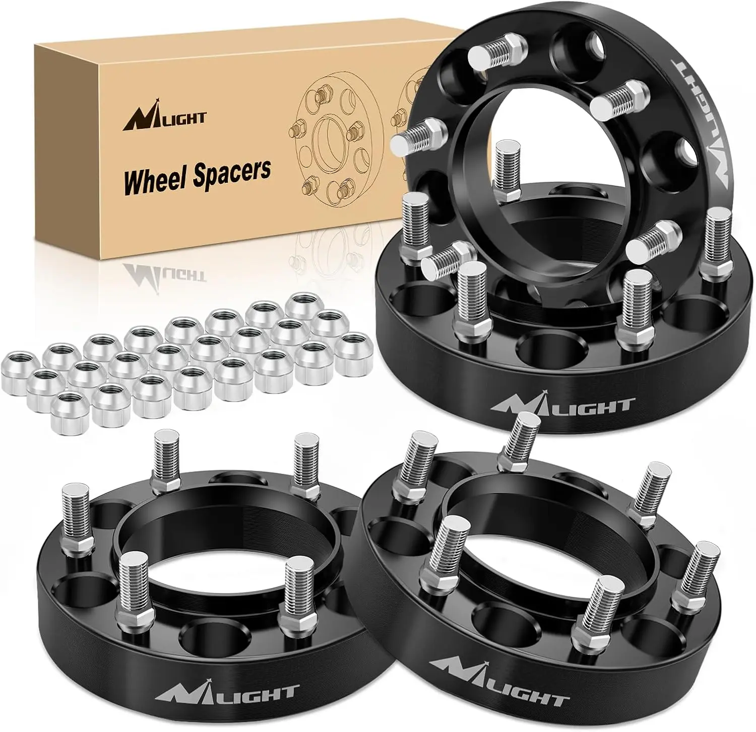 Nilight Hub-Centric Wheel Spacers - 6x5.5 Size, 106mm Hub Bore, Automotive Truck Car Accessories for 1995-2023 Toyota Tacoma 4Runner FJ Cruiser Tundra Fortuner Sequoia, Boosts Aggressive Look & Corner Stability, Tire Fitting Repair Tool