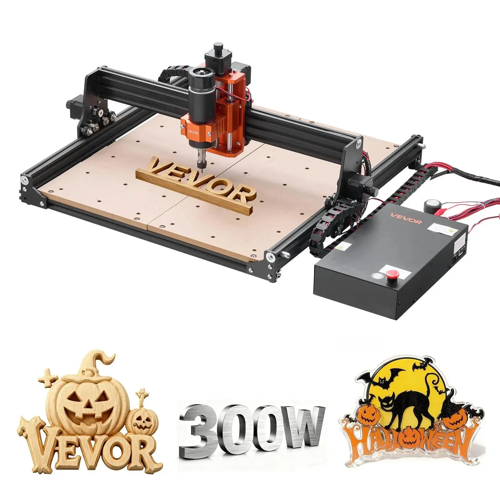 【Summerfinds】VEVOR CNC Router Machine, 300W Spindle, 3-Axis Wood Engraving Milling Machine, with 15.75 x 15.75 x 2.36 in Working Area, Offline Controller, Aluminum Alloy Structure, for Wood Acrylic Carving Cutting