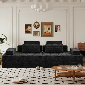 Boneless Couches for Living Room Modular Sectional Sofa with Oversized Chaise Deep Seat High-Density Memory Foam No Assembly Required 2 Packages Shipping